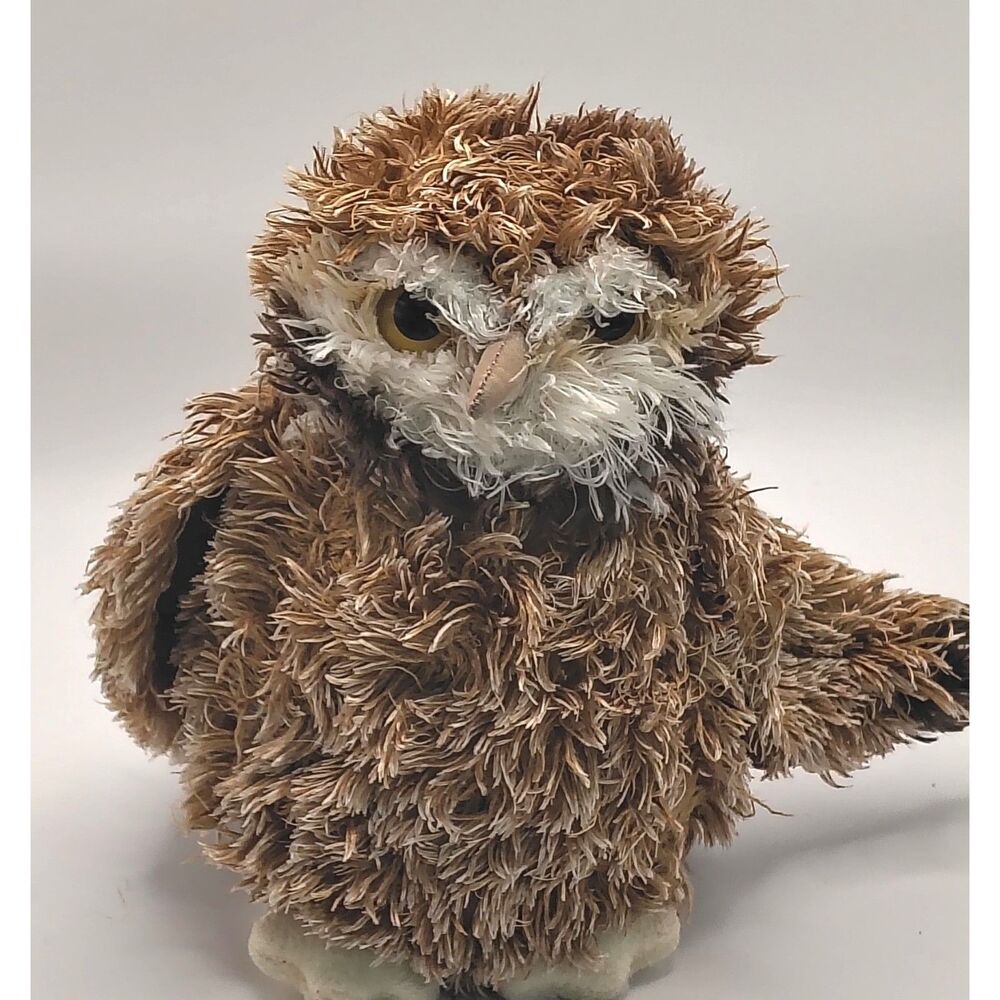 Douglas OWL The Cuddle Toy Brown Beige 7" Plush Yellow Eyes